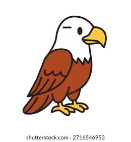 Cute Eagle Cartoon Illustration. Concept Isolated Premium Vector. Flat Cartoon Style