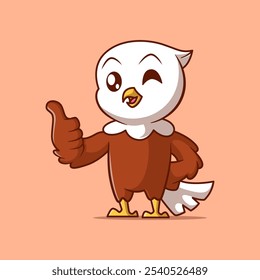 Cute eagle cartoon illustration. Study icon concept. Flat cartoon style