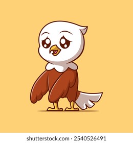 Cute eagle cartoon illustration. Study icon concept. Flat cartoon style