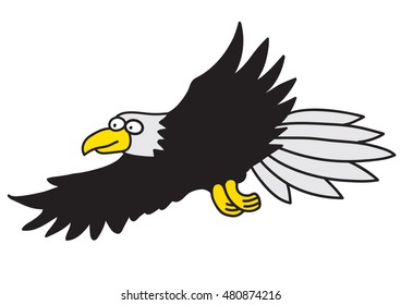 Cute eagle cartoon isolated on white background vector illustration isolated on white