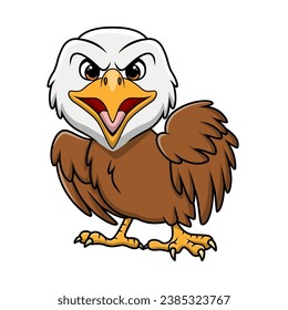 Cute eagle cartoon on white background