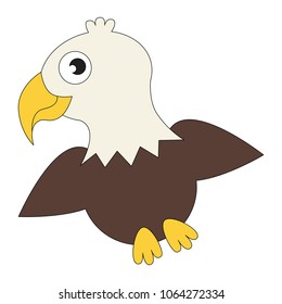 Cute Eagle cartoon. Outlined illustration with thin line black stroke