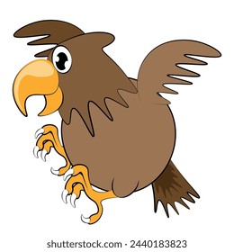 Cute eagle cartoon suitable for children's educational book design