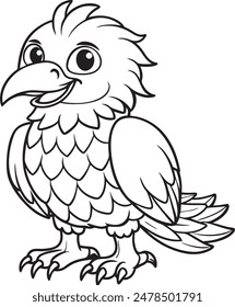 Cute Eagle Doodle Coloring Page Character