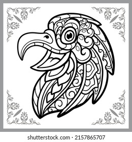 tira cómica de zentangle head adorable. aislado en el fondo negro.