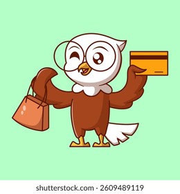 Cute Eagle Holding Shopping Bag and Credit Card – Funny Shopping Bird Illustration