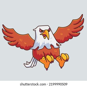 linda pose de caza de águilas. Ilustración animal aislada. Vector Premium de icono de pegatinas de estilo plano