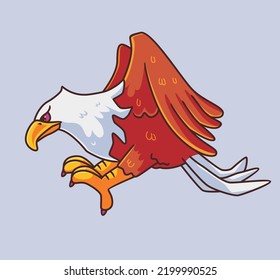 linda pose de caza de águilas. Ilustración animal aislada. Vector Premium de icono de pegatinas de estilo plano