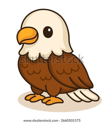 Cute eagle illustration, designed in a playful kawaii style. Ideal for bird-related projects, especially for wildlife, forest, or nature-themed content.