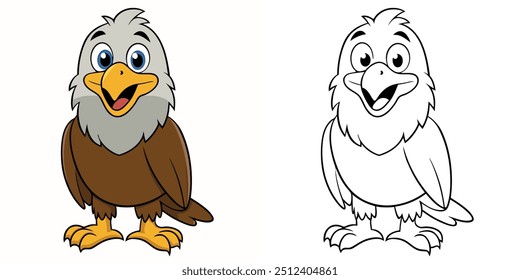 Cute Eagle Smile Cartoon Coloring Page For Kids