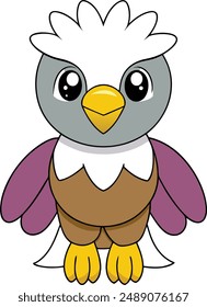 Cute Eagle Vector Illustration - Cartoon, Clipart, and Line Art Design, Charming eagle vector illustration, perfect for digital and print design projects