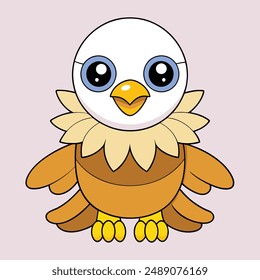 Cute Eagle Vector Illustration - Cartoon, Clipart, and Line Art Design, Charming eagle vector illustration, perfect for digital and print design projects