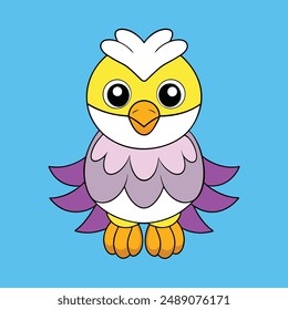 Cute Eagle Vektorillustration - Cartoon, Clipart und Line Art Design, Charming Eagle Vektorillustration, ideal für Digital- und Print-Design-Projekte