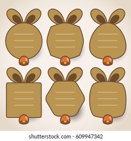 cute ear rabbit template for tag, banner, label