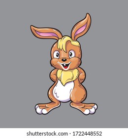 Das hellbraune Kaninchen lächelt. Cartoon Kinder Charakter. Vektorgrafik.