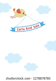 cute early bird sale announcement card vector
