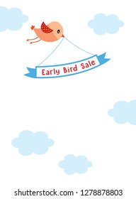 cute early bird sale announcement card vector