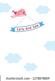 cute early bird sale announcement card vector