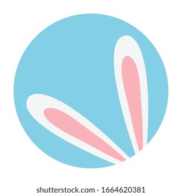 cute ears of rabbit in frame circular isolated icon vector illustration design