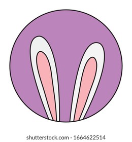 orejas lindas de conejo en cuadro icono aislado icono aislado diseño vectorial