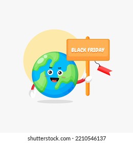 Cute earth with black friday sign illustration