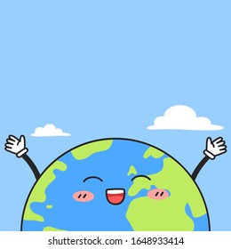 Cute-Earth-Cartoon auf Vektorillustration