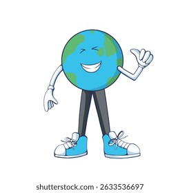 cute earth cartoon mascot vector illustration