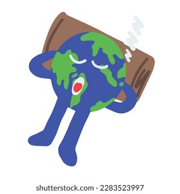 cute earth cartoon sleeping, good for graphic design resource