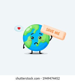 Cute Earth Character Asking To Be Saved