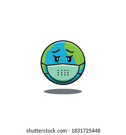 Cute Earth Character Illustration Using a Mask