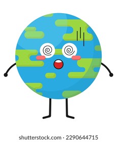 Cute earth character with various expressions collection in flat illustration, this character element will create a fresh atmosphere, simple cute fun and elegant vector design.