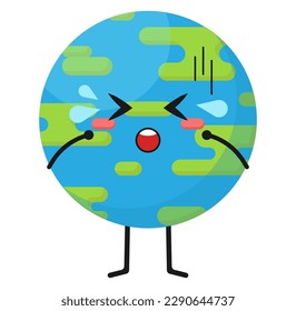 Cute earth character with various expressions collection in flat illustration, this character element will create a fresh atmosphere, simple cute fun and elegant vector design.