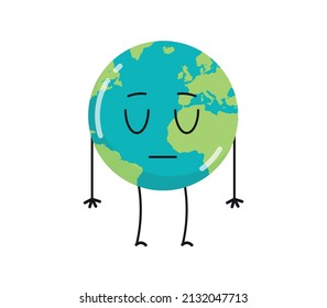 Cute earth characters different emotions and cartoon mascot globe  collection set flat vector illustration.
