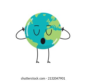 Cute earth characters different emotions and cartoon mascot globe  collection set flat vector illustration.
