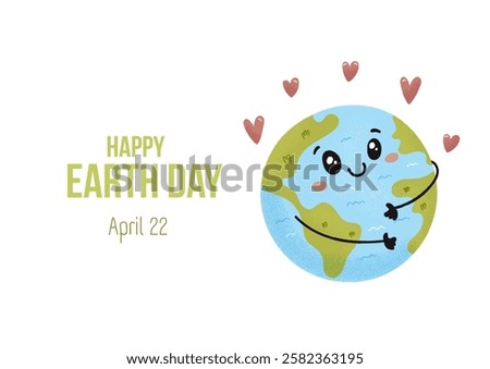 Cute earth day banner april 22 , ecology. Vector illustration
