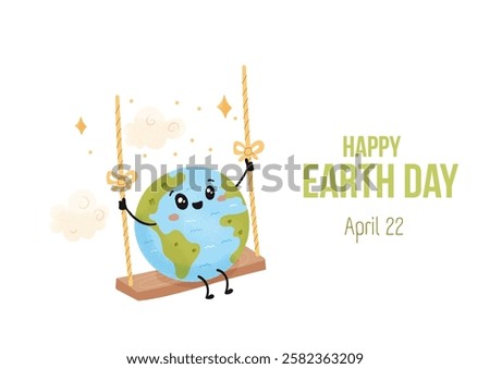 Cute earth day banner april 22 , ecology. Vector illustration