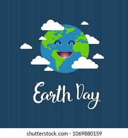 Cute Earth Day Greeting Card Save Planet Event Concept