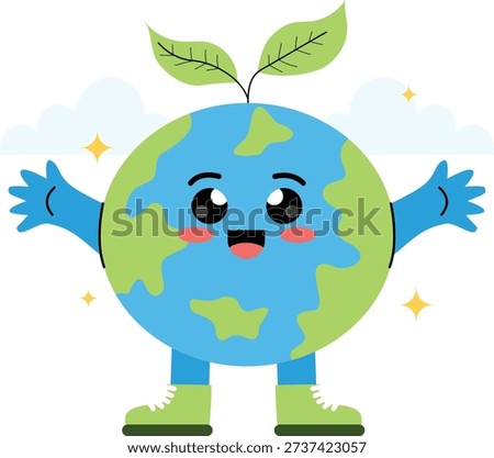 Cute Earth Day Illustration. Vector Cartoon Character.