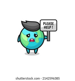 cute earth hold the please help banner , cute design