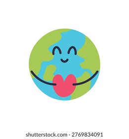 Cute earth holding love on white background. Eps 10.