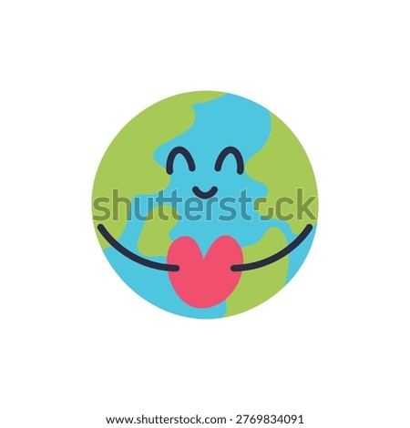 Cute earth holding love on white background. Eps 10.