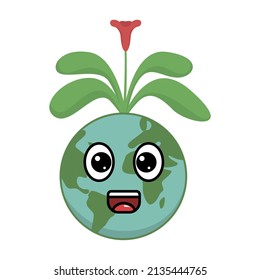 cute earth illustration symbolizing planting a tree.world earth day.happy earth day.