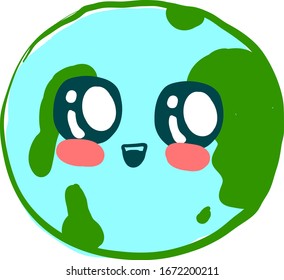 Cute earth, illustration, vector on white background.