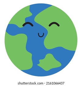 cute earth map icon flat