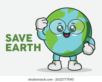 cute earth mascot, to commemorate earth day, environment day, vector illustration