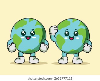 cute earth mascot, to commemorate earth day, environment day, vector illustration