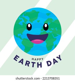Cute earth planet character Earth day poster Vector