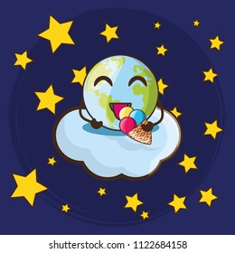cute earth planet design