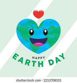 Cute earth planet with heart shape Earth day poster Vector