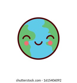 cute earth planet kawaii comic character icon vector illustration design